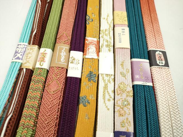 平和屋着物●和装小物　帯締め10本セット　高麗組　冠組　伊賀手組み・前沢工房謹製　礼装用　金糸　逸品　未使用　CABF7228ju
