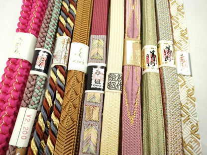平和屋着物●和装小物　帯締め10本セット　高麗組　礼装用　丸組　金糸　逸品　未使用　CABF7237ju
