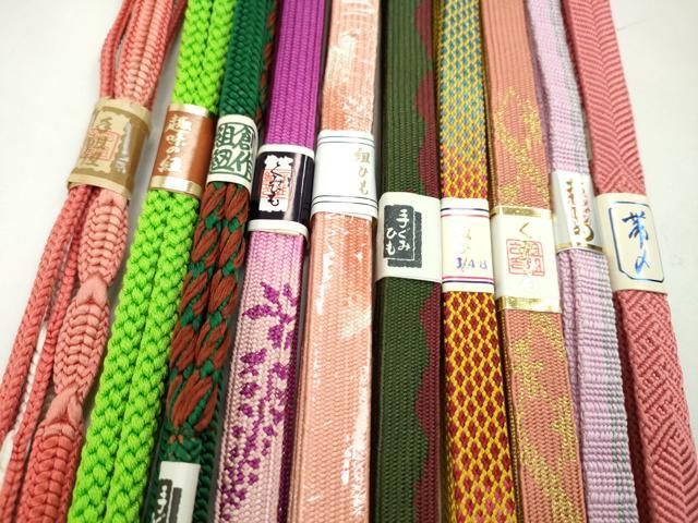 平和屋着物●和装小物　帯締め10本セット　高麗組　笹浪組　丸組　金糸　逸品　未使用　CABF7239ju
