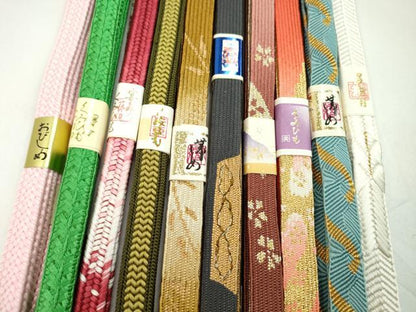 平和屋着物●和装小物　帯締め10本セット　高麗組　唐組　礼装用　純金　逸品　未使用　CABF7240ju