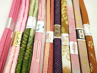 平和屋着物●和装小物　帯締め10本セット　高麗組　御岳組　鴨川組　金糸　逸品　未使用　CABF7241ju