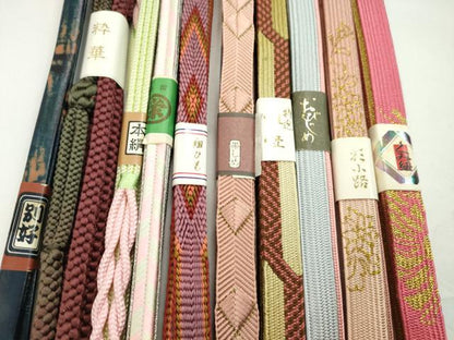 平和屋着物●和装小物　帯締め10本セット　高麗組　レザー　金銀糸　逸品　未使用　CABF7242ju