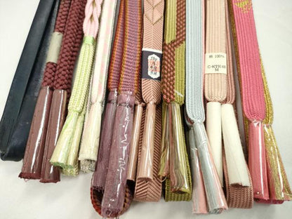 平和屋着物●和装小物　帯締め10本セット　高麗組　レザー　金銀糸　逸品　未使用　CABF7242ju