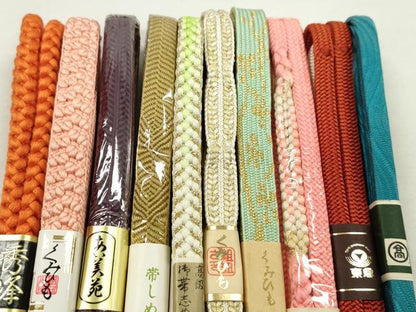 平和屋着物●和装小物　帯締め10本セット　高麗組　高島屋扱い　東急百貨店扱い　金糸　逸品　未使用　CABF7252ju
