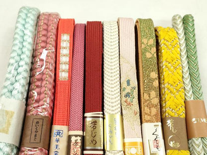 平和屋着物●和装小物　帯締め10本セット　高麗組　丸組　やまと誂製　金銀糸　長尺あり　逸品　未使用　CABF7253ju