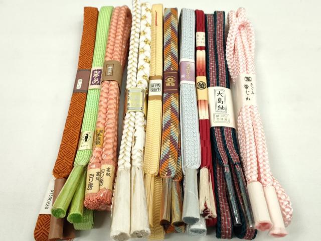 平和屋着物●和装小物　帯締め10本セット　笹浪組　本場大島紬　丸組　礼装用　三越扱い　東急百貨店扱い　金糸　逸品　未使用　CABF7255ju