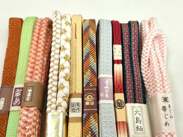 平和屋着物●和装小物　帯締め10本セット　笹浪組　本場大島紬　丸組　礼装用　三越扱い　東急百貨店扱い　金糸　逸品　未使用　CABF7255ju
