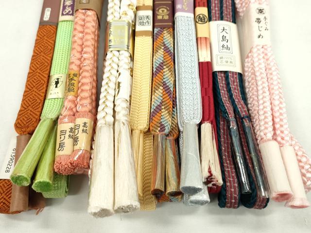 平和屋着物●和装小物　帯締め10本セット　笹浪組　本場大島紬　丸組　礼装用　三越扱い　東急百貨店扱い　金糸　逸品　未使用　CABF7255ju