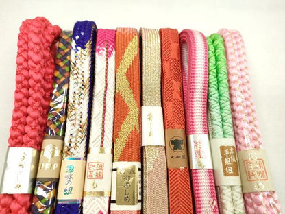 平和屋着物●和装小物　帯締め10本セット　高麗組　笹浪組　鴨川組　伊勢丹扱い　金銀糸　逸品　未使用　CABF7256ju
