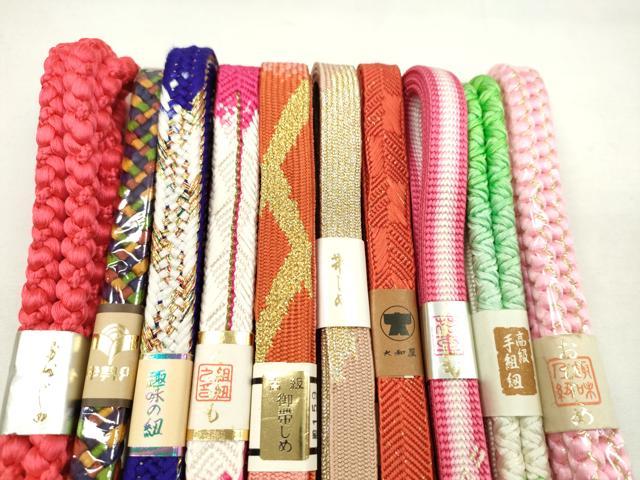 平和屋着物●和装小物　帯締め10本セット　高麗組　笹浪組　鴨川組　伊勢丹扱い　金銀糸　逸品　未使用　CABF7256ju