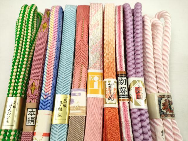 平和屋着物●和装小物　帯締め10本セット　高麗組　笹浪組　丸組　金糸　逸品　未使用　CABF7257ju