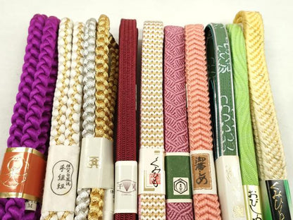 平和屋着物●和装小物　帯締め10本セット　保多織　伊賀白鳳流　丸組　金銀糸　逸品　未使用　CABF7258ju