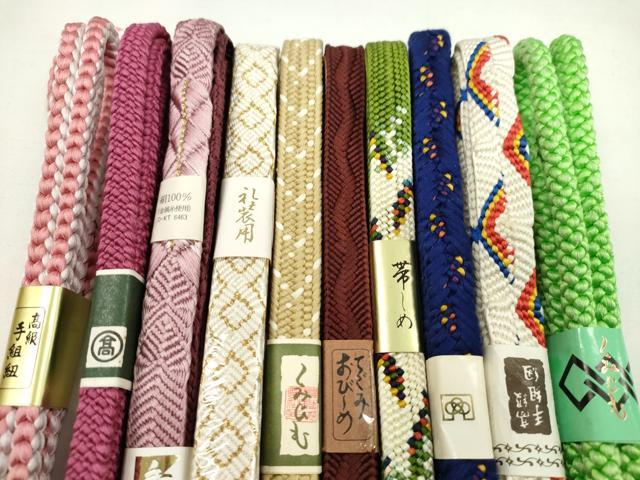 平和屋着物●和装小物　帯締め10本セット　唐組　礼装用　丸組　高島屋扱い　金糸　逸品　未使用　CABF7259ju