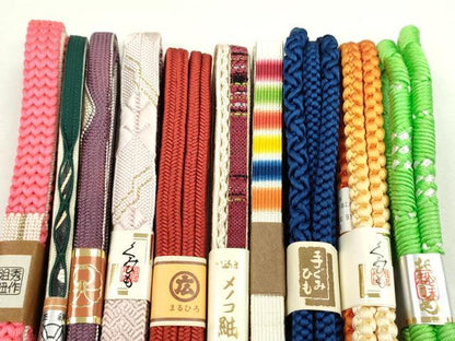 平和屋着物●和装小物　帯締め10本セット　冠組　手織つづれ　鴨川組　メノコ紬　小田巻き　ラメ糸　金糸　逸品　未使用　CABF7260ju