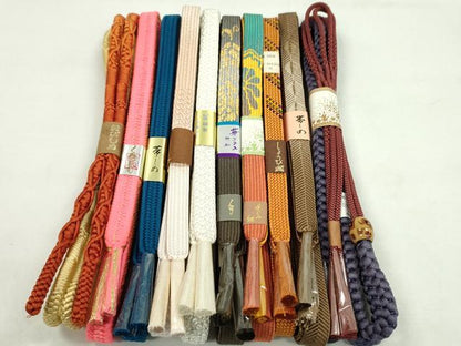 平和屋着物●和装小物　帯締め10本セット　高麗組　笹浪組　鴨川組　さんび謹製　金糸　逸品　未使用　CABF7262ju