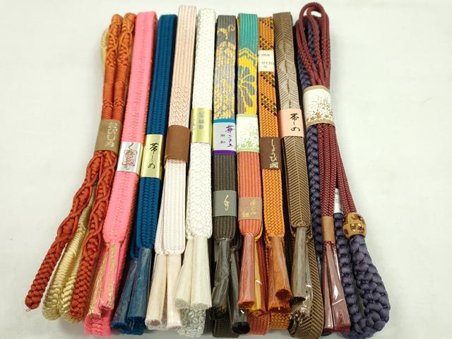 平和屋着物●和装小物　帯締め10本セット　高麗組　笹浪組　鴨川組　さんび謹製　金糸　逸品　未使用　CABF7262ju