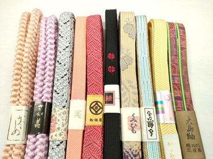 平和屋着物●和装小物　帯締め10本セット　高麗組　笹浪組　本場大島紬　さが美扱い　松坂屋扱い　金糸　逸品　未使用　CABF7266ju