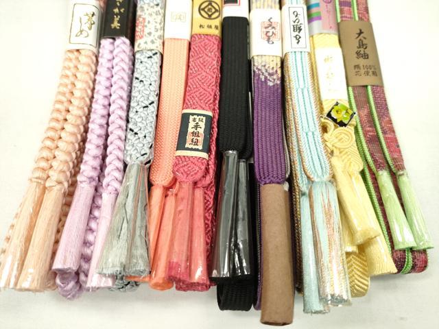 平和屋着物●和装小物　帯締め10本セット　高麗組　笹浪組　本場大島紬　さが美扱い　松坂屋扱い　金糸　逸品　未使用　CABF7266ju