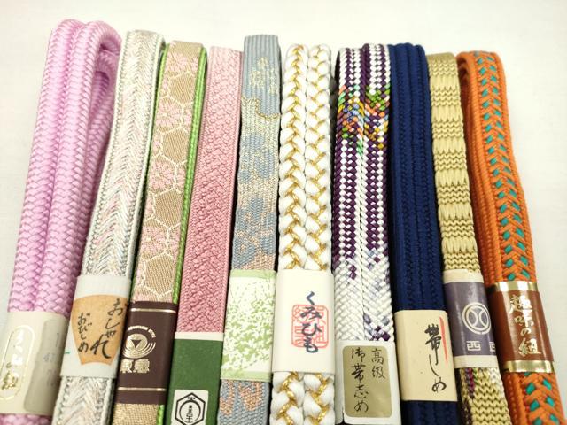 平和屋着物●和装小物　帯締め10本セット　高麗組　御岳組　畝打組　礼装用　西武百貨店扱い　金糸　逸品　未使用　CABF7268ju