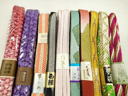 平和屋着物●和装小物　帯締め10本セット　高麗組　冠組　丸組　やまと誂製　さんび謹製　金銀糸　逸品　未使用　CABF7270ju