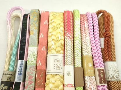 平和屋着物●和装小物　帯締め10本セット　高麗組　本場大島紬　雅流　丸組　さんび謹製　金糸　逸品　未使用　CABF7271ju
