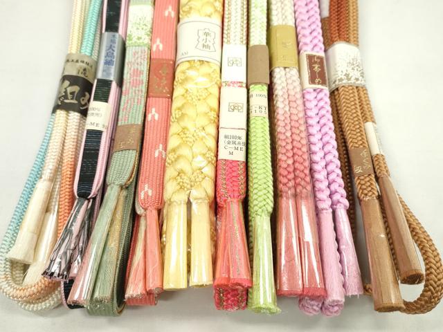 平和屋着物●和装小物　帯締め10本セット　高麗組　本場大島紬　雅流　丸組　さんび謹製　金糸　逸品　未使用　CABF7271ju