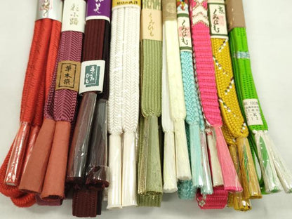 平和屋着物●和装小物　帯締め10本セット　高麗組　冠組　奈良組　草木染　金糸　逸品　未使用　CABF7272ju