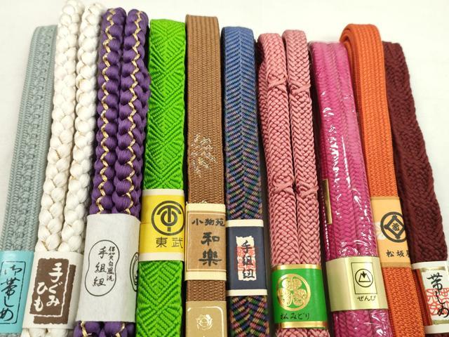 平和屋着物●和装小物　帯締め10本セット　高麗組　唐組　笹浪組　御岳組　白鳳流　礼装用　松坂屋扱い　金糸　逸品　未使用　CABF7274ju