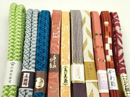 平和屋着物●和装小物　帯締め10本セット　高麗組　笹浪組　コタン織　礼装用　金銀糸　逸品　未使用　CABF7275ju