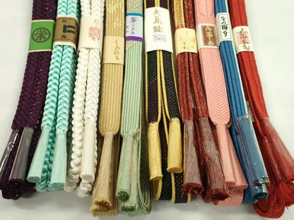 平和屋着物●和装小物　帯締め10本セット　高麗組　御岳組　本場大島紬　丸組　金糸　逸品　未使用　CABF7276ju