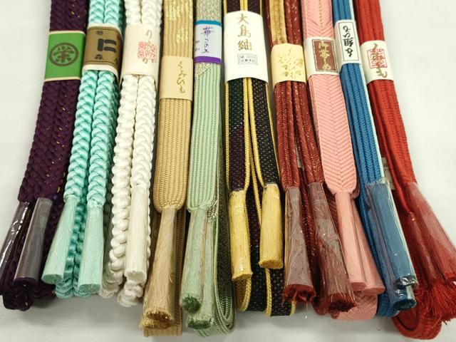 平和屋着物●和装小物　帯締め10本セット　高麗組　御岳組　本場大島紬　丸組　金糸　逸品　未使用　CABF7276ju