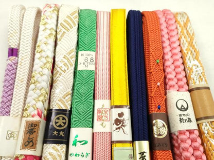 平和屋着物●和装小物　帯締め10本セット　唐組　大和組　礼装用　大丸扱い　鈴乃屋扱い　金糸　逸品　未使用　CABF7277ju