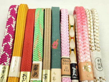 平和屋着物●和装小物　帯締め10本セット　高麗組　白鳳流　丸組　金銀糸　逸品　未使用　CABF7278ju