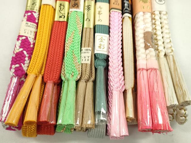 平和屋着物●和装小物　帯締め10本セット　高麗組　白鳳流　丸組　金銀糸　逸品　未使用　CABF7278ju
