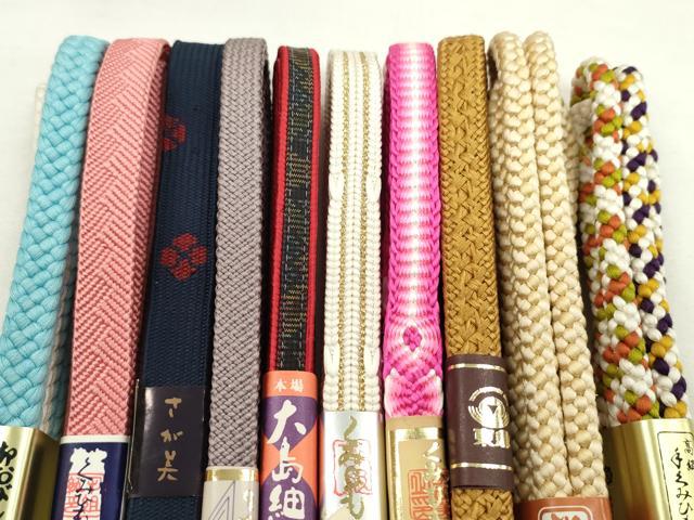 平和屋着物●和装小物　帯締め10本セット　高麗組　本場大島紬　礼装用　丸組　草木染　さが美扱い　金糸　逸品　未使用　CABF7279ju