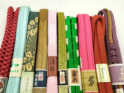 平和屋着物●和装小物　帯締め10本セット　高麗組　笹浪組　御岳組　堅牢草木染　金糸　逸品　未使用　CABF7280ju