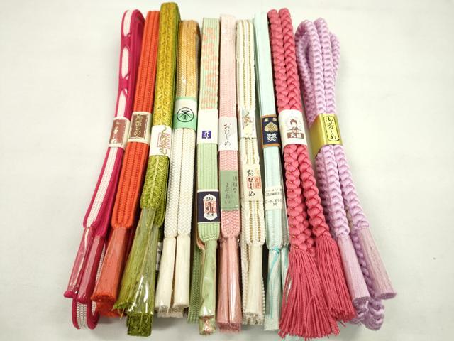 平和屋着物●和装小物　帯締め10本セット　高麗組　礼装用　丸組　金糸　逸品　未使用　CABF7281ju