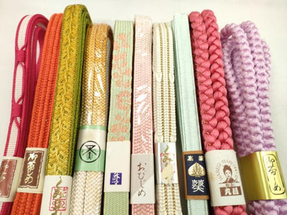 平和屋着物●和装小物　帯締め10本セット　高麗組　礼装用　丸組　金糸　逸品　未使用　CABF7281ju