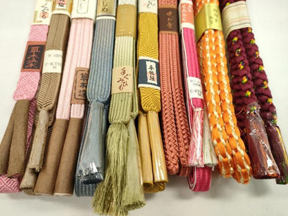 平和屋着物●和装小物　帯締め10本セット　高麗組　唐組　御岳組　丸組　草木染　金糸　逸品　未使用　CABF7282ju
