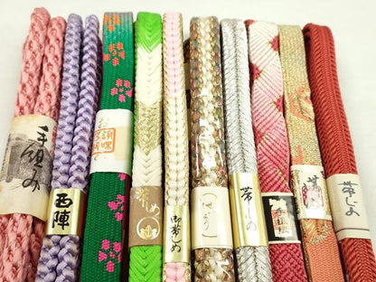 平和屋着物●和装小物　帯締め10本セット　高麗組　雅流　西陣　礼装用　丸組　金銀糸　逸品　未使用　CABF7284ju