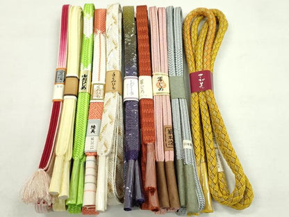 平和屋着物●和装小物　帯締め10本セット　唐組　御岳組　礼装用　草木染　さが美扱い　金糸　逸品　未使用　CABF7288ju