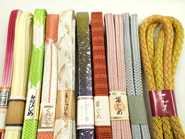 平和屋着物●和装小物　帯締め10本セット　唐組　御岳組　礼装用　草木染　さが美扱い　金糸　逸品　未使用　CABF7288ju