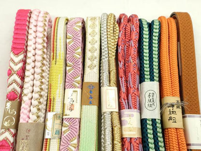 平和屋着物●和装小物　帯締め10本セット　高麗組　唐組　白鳳流　さんび謹製　金銀糸　逸品　未使用　CABF7289ju