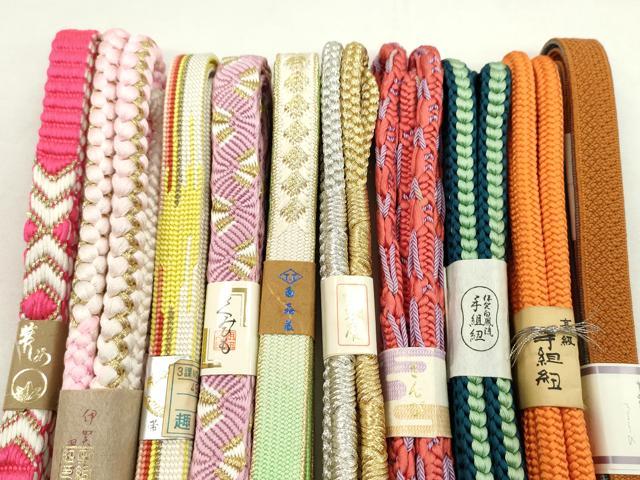 平和屋着物●和装小物　帯締め10本セット　高麗組　唐組　白鳳流　さんび謹製　金銀糸　逸品　未使用　CABF7289ju