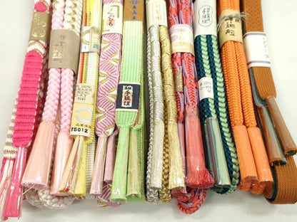 平和屋着物●和装小物　帯締め10本セット　高麗組　唐組　白鳳流　さんび謹製　金銀糸　逸品　未使用　CABF7289ju