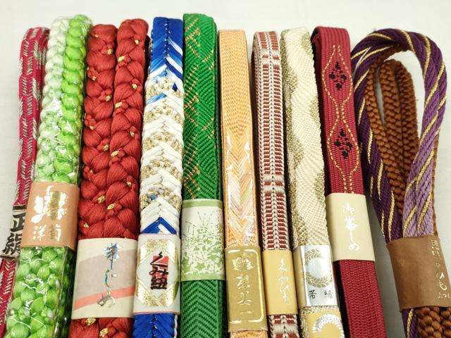 平和屋着物●和装小物　帯締め10本セット　高麗組　御岳組　礼装用　さんび謹製　金糸　逸品　未使用　CABF7290ju