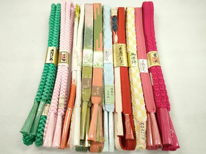 平和屋着物●和装小物　帯締め10本セット　高麗組　本場大島紬　丸組　逸品　未使用　CABF7291ju