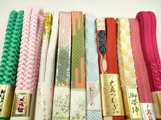 平和屋着物●和装小物　帯締め10本セット　高麗組　本場大島紬　丸組　逸品　未使用　CABF7291ju