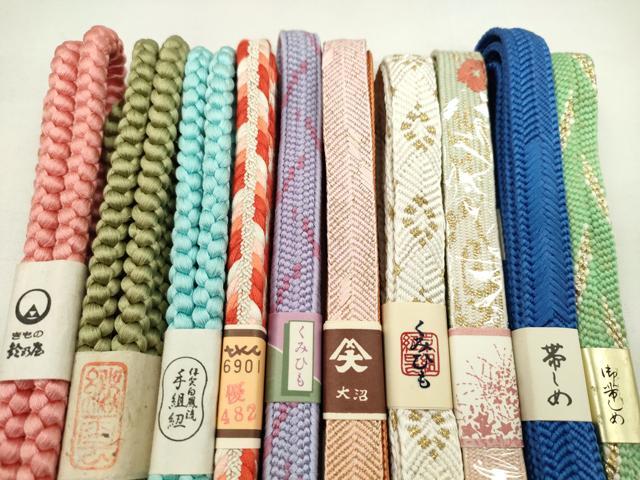 平和屋着物●和装小物　帯締め10本セット　高麗組　笹浪組　白鳳流　礼装用　丸組　鈴乃屋扱い　金糸　逸品　未使用　CABF7294ju