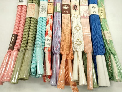 平和屋着物●和装小物　帯締め10本セット　高麗組　笹浪組　白鳳流　礼装用　丸組　鈴乃屋扱い　金糸　逸品　未使用　CABF7294ju